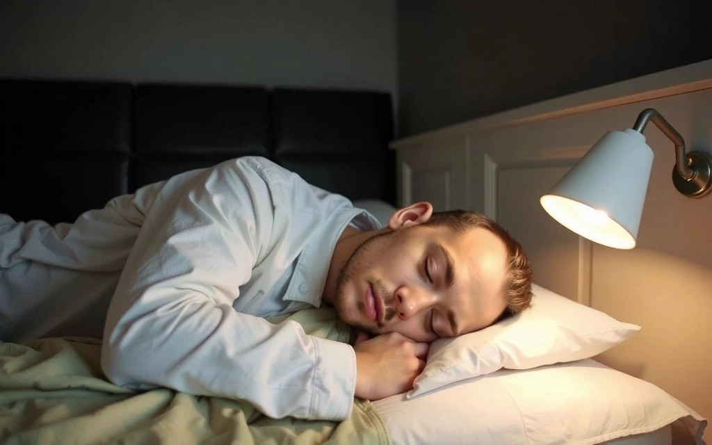 Persona durmiendo plácidamente en una cama cómoda y oscura.